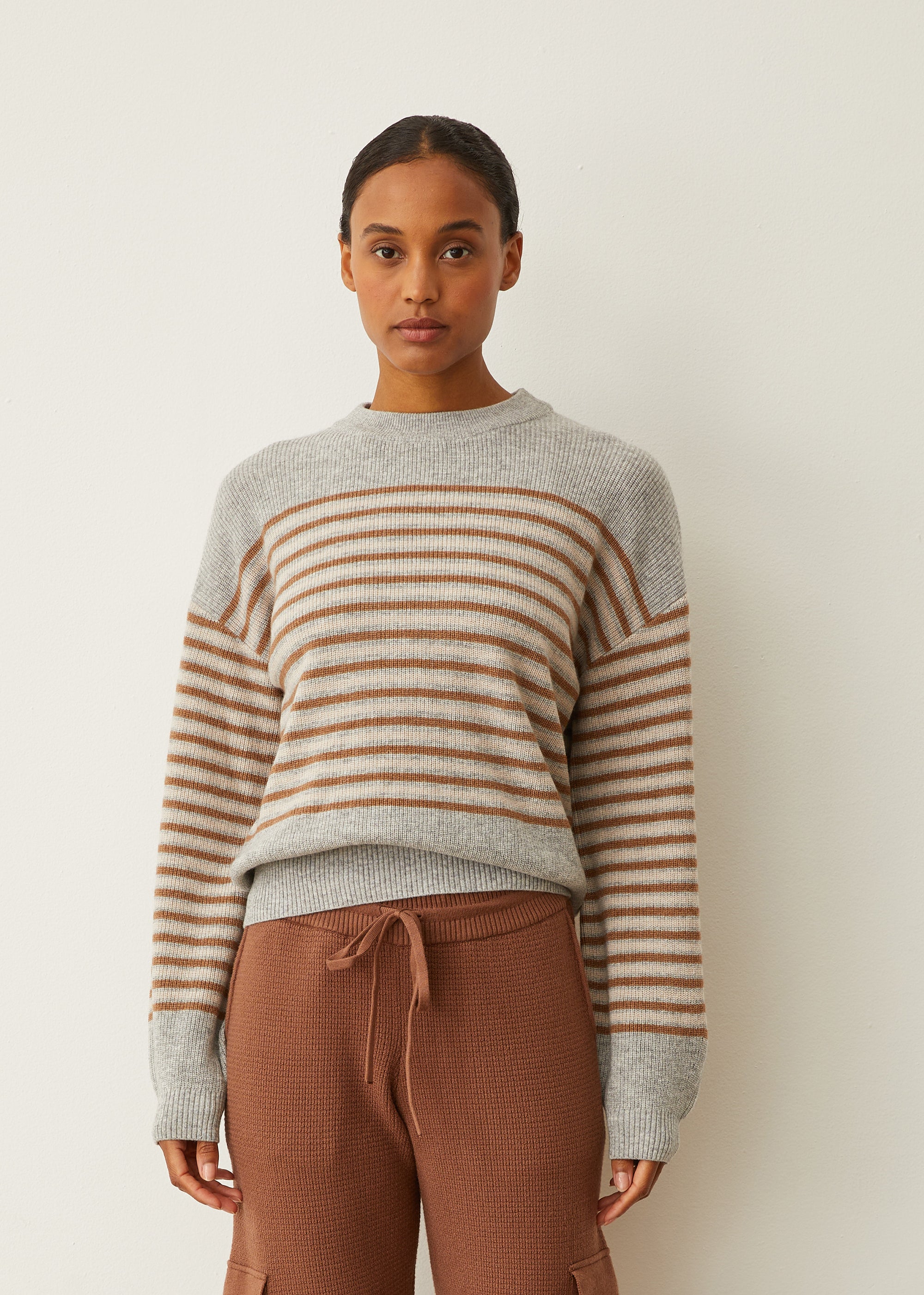 MONROW Wool Cashmere Stripe Sweater