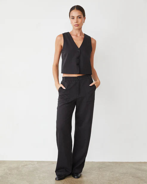 MONROW Soft Twill Patch Pocket Pant