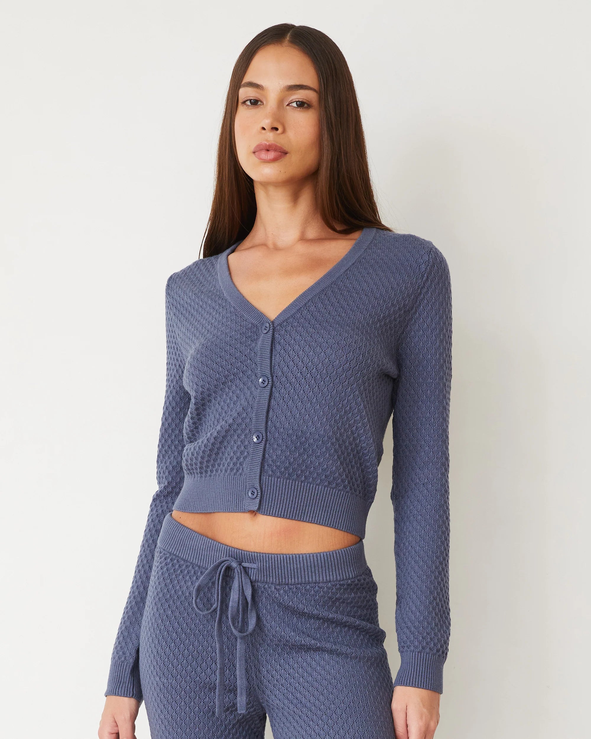 MONROW Soft Knit French Waffle Cardigan