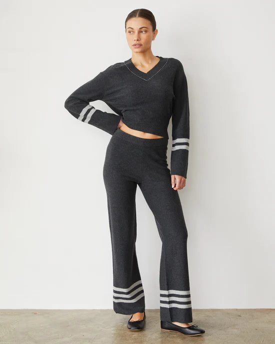 MONROW Plush Stripe Straight Leg Pant
