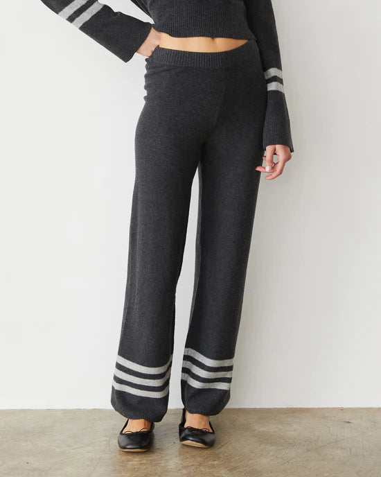 MONROW Plush Stripe Straight Leg Pant