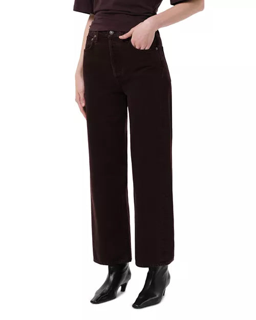 Agolde Ren High Rise Wide Leg Ankle Jeans - Sloe Berry