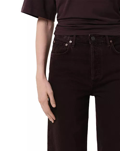 Agolde Ren High Rise Wide Leg Ankle Jeans - Sloe Berry
