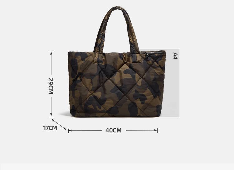 3 PC Puffer Tote Set: BLACK