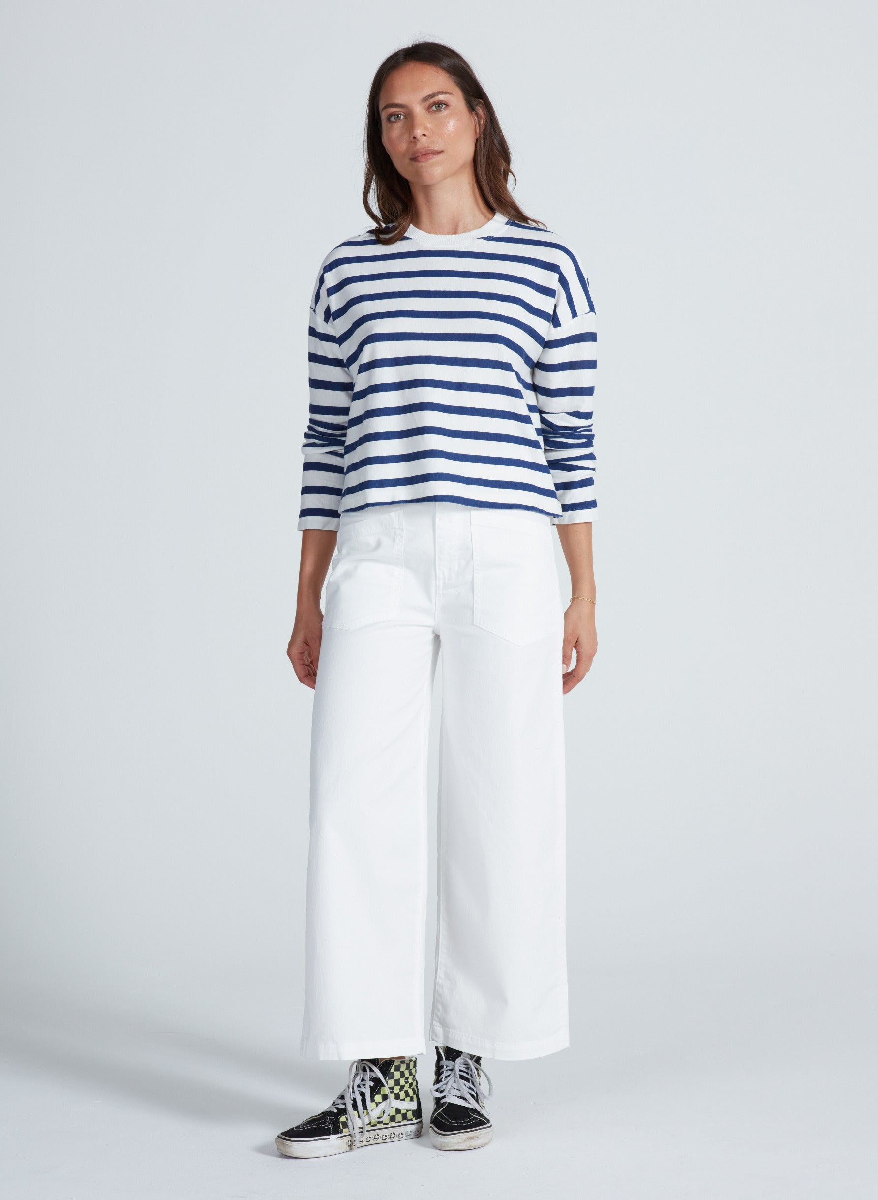 ASKK NY Cropped Long Sleeve Stripped Tee