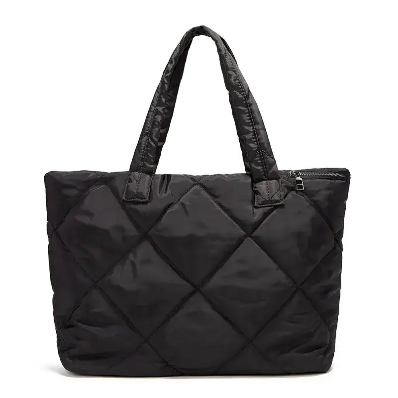 3 PC Puffer Tote Set: BLACK
