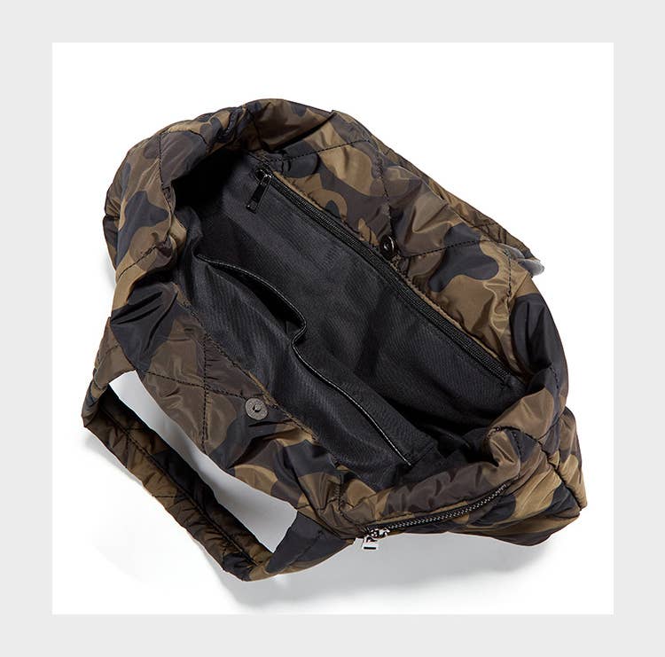 3 PC Puffer Tote Set: BLACK