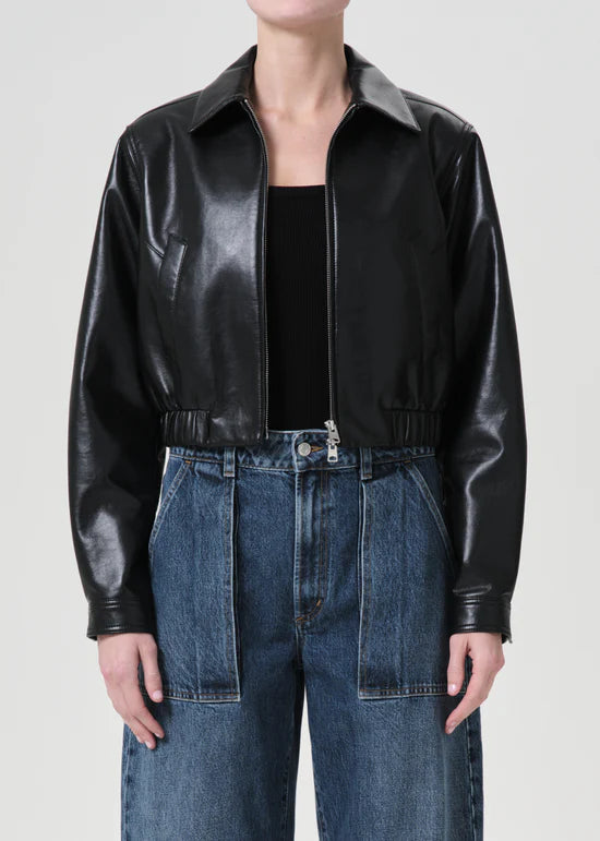 Shoreditch Ski Club x AGOLDE Essie Recycled Leather Cropped Jacket