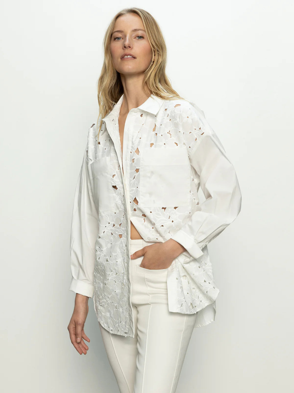 Sanctuary Lace Boyfriend Tie Back Shirt