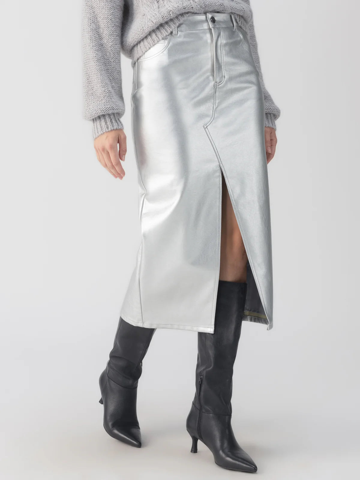 Sanctuary Leather Like Midi Skirt