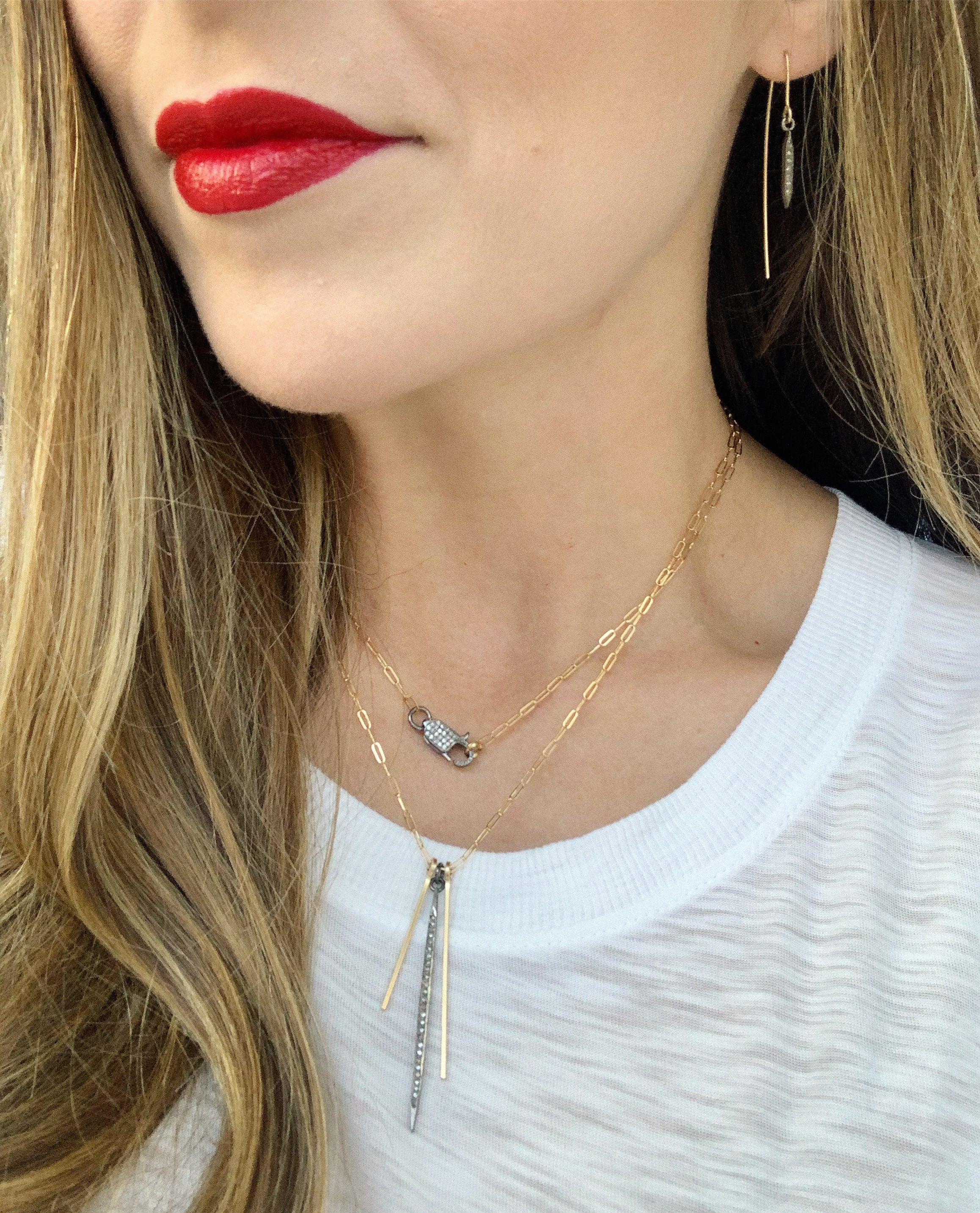 Rach B Diamond pave lobster clasp necklace