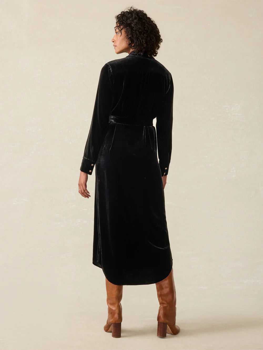 Faherty Stretch Silk Velvet Riley Midi Dress