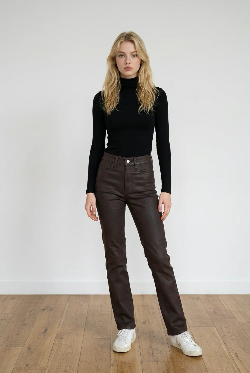 Pistola Evie High Rise Slim Boot Pant Coated Mocha