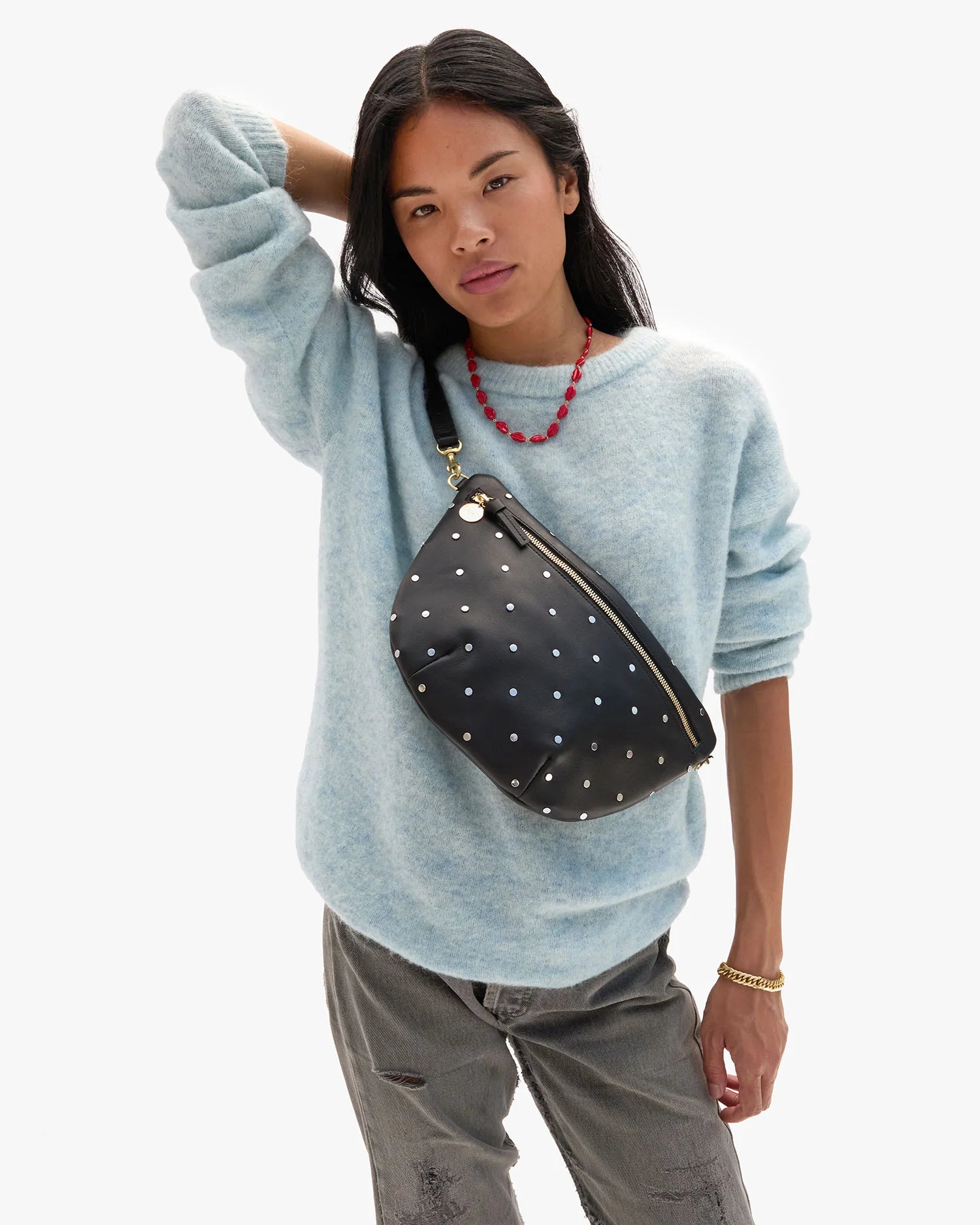 Clare V Grande Fanny with studs