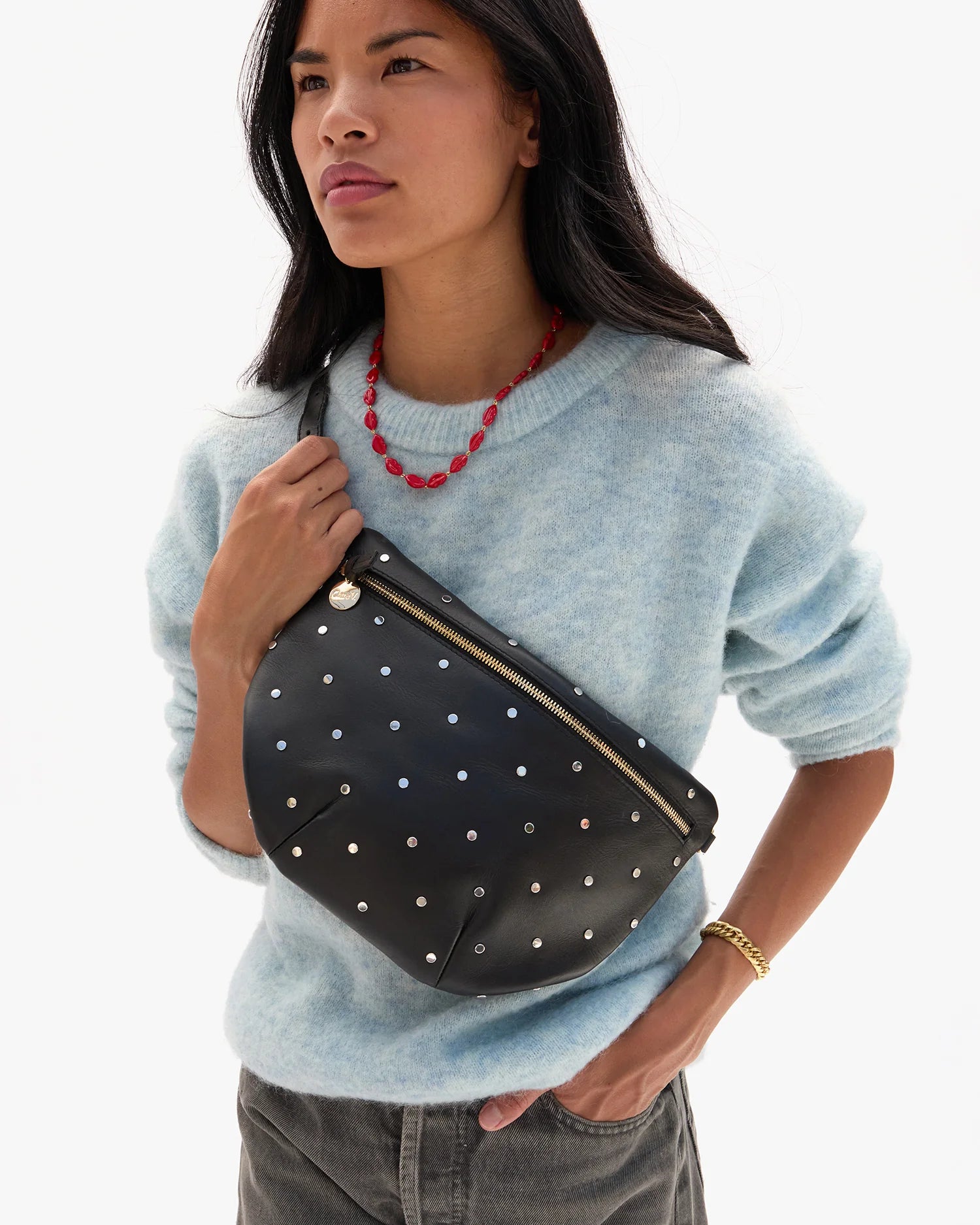 Clare V Grande Fanny with studs