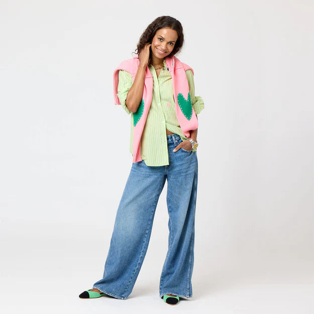 Kerri Rosenthal Mia Stripe Ruffle Shirt