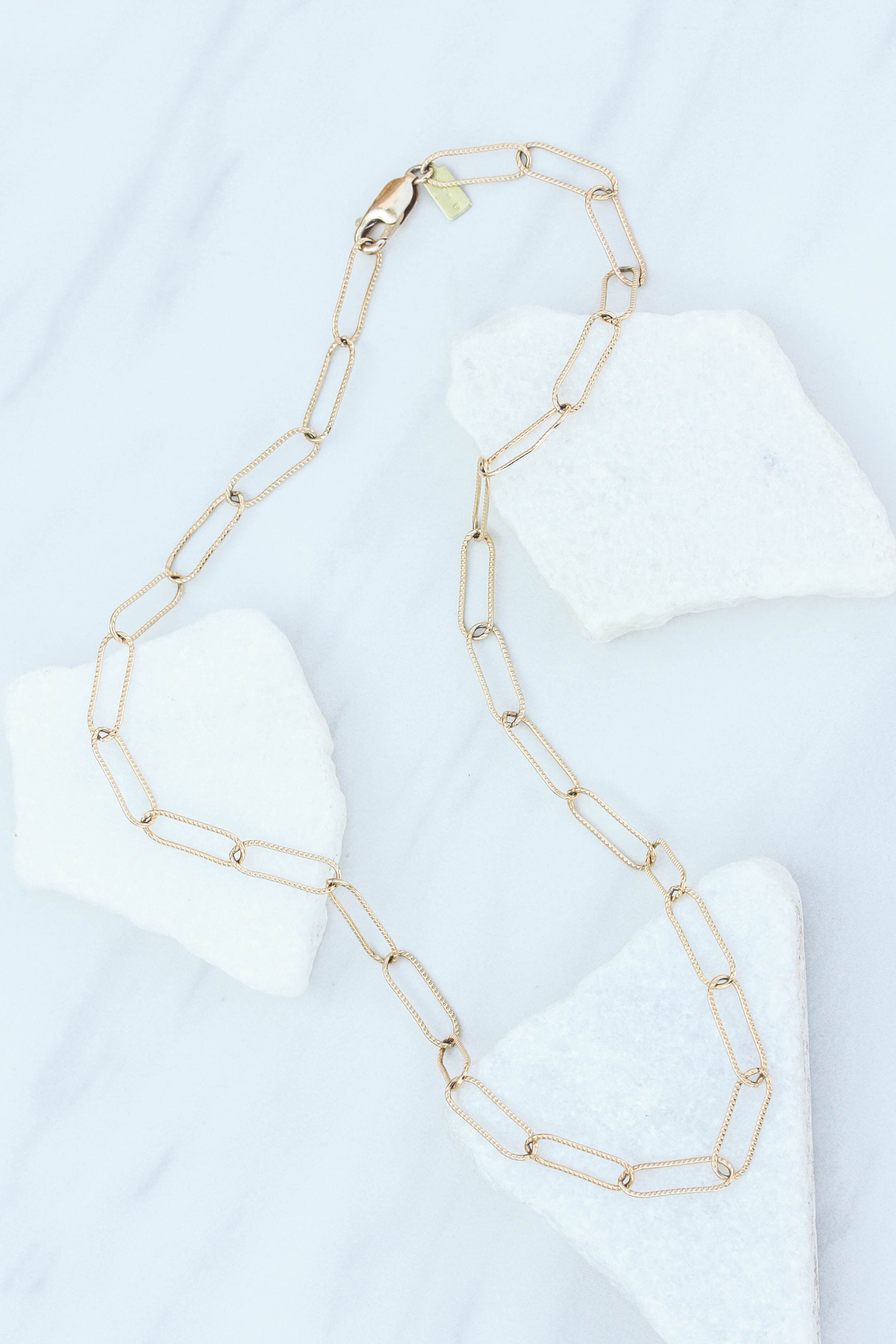 Rach B Textured large link paperclip chain necklace