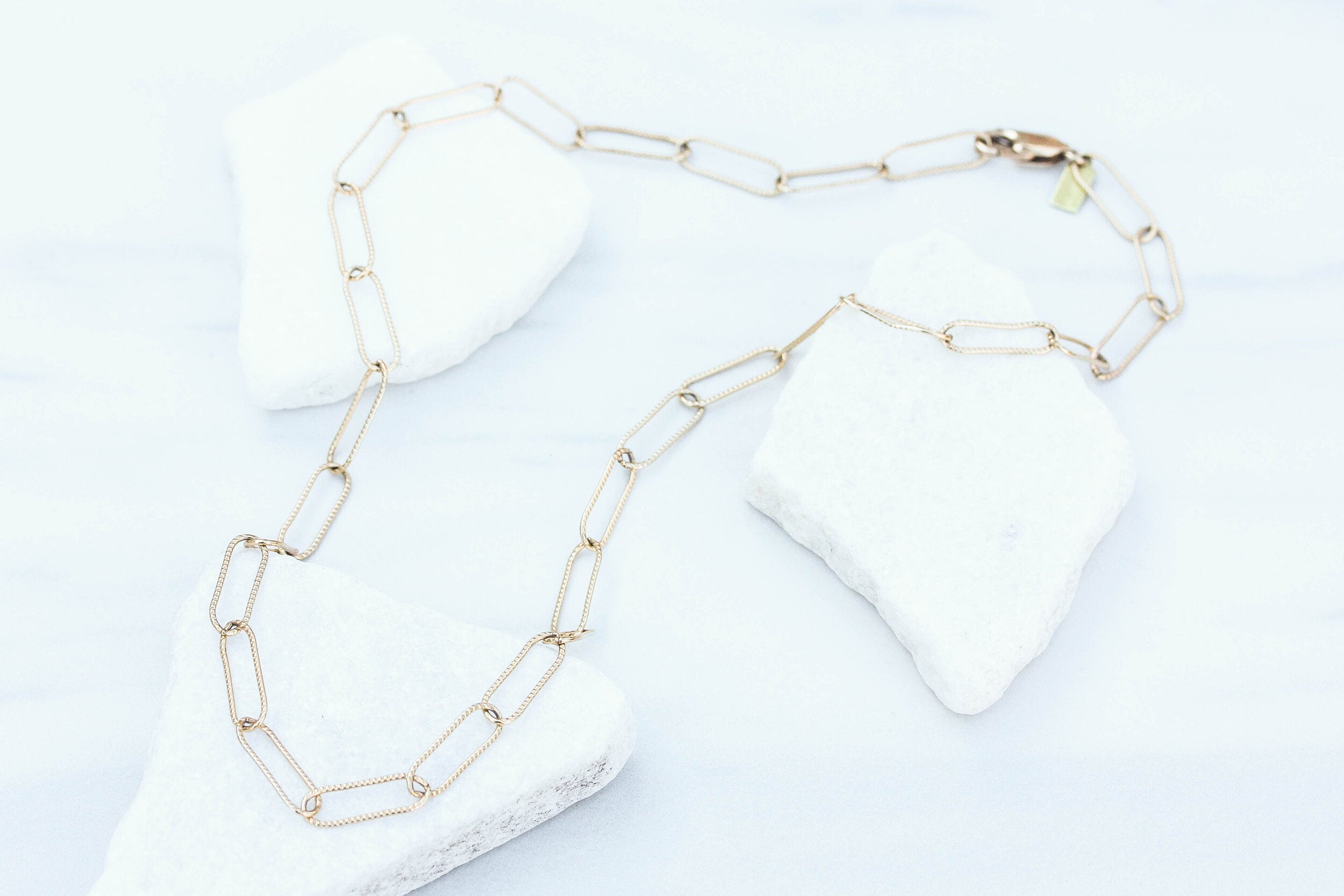 Rach B Textured large link paperclip chain necklace