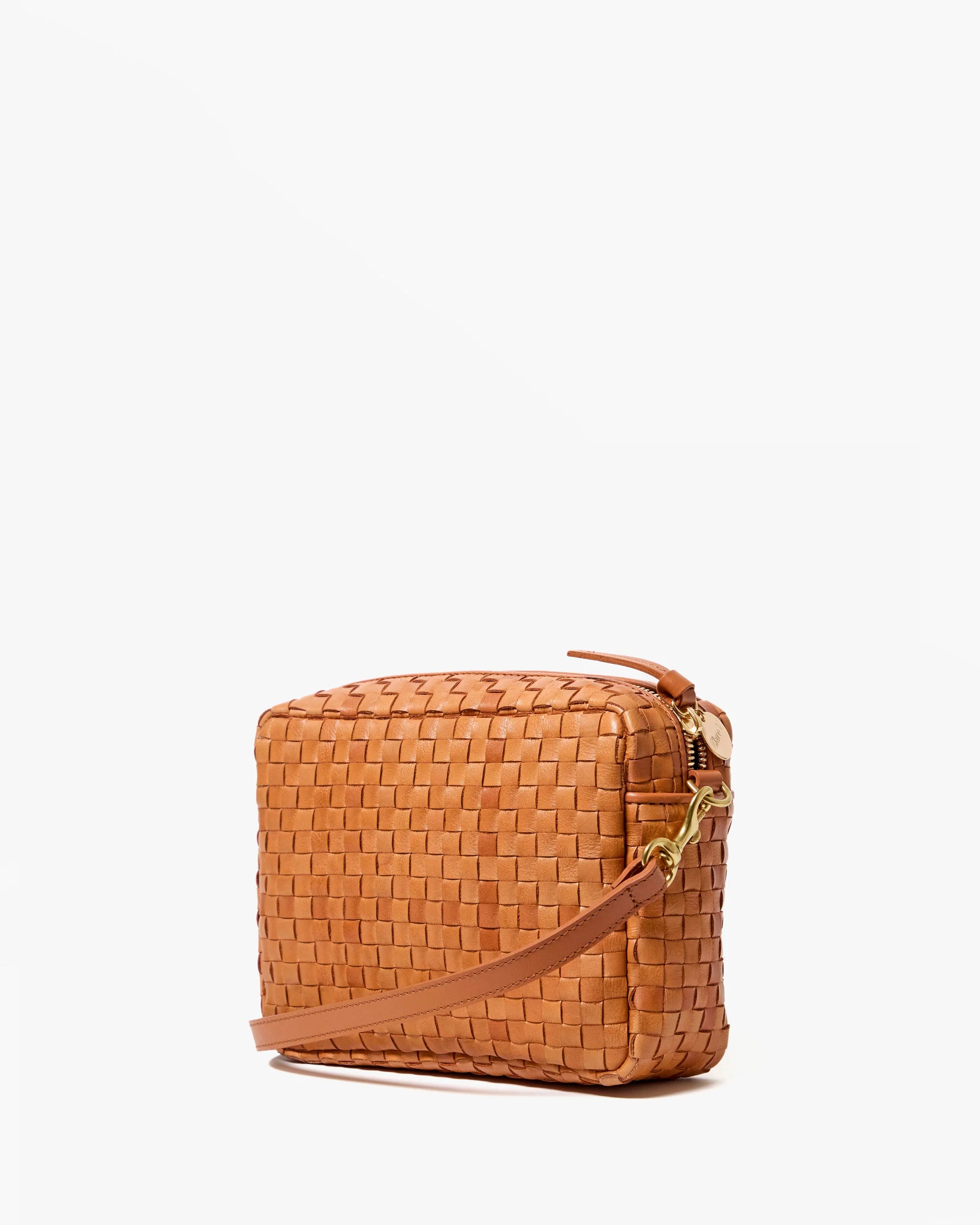 Clare V Midi Sac, natural woven checker
