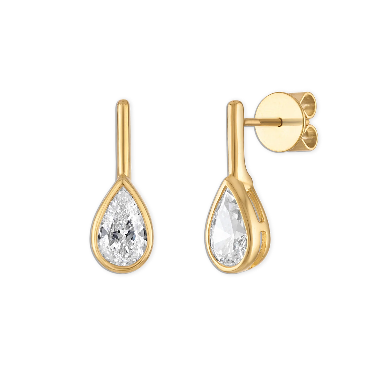 Alexa Leigh Mini Bezel Linea Pear Studs