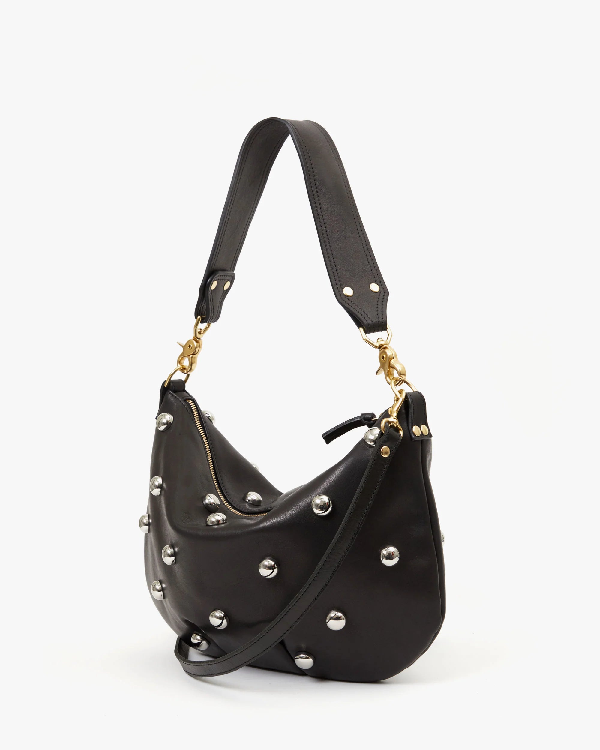 Clare V Moyen Messenger - Naturelle with Studs