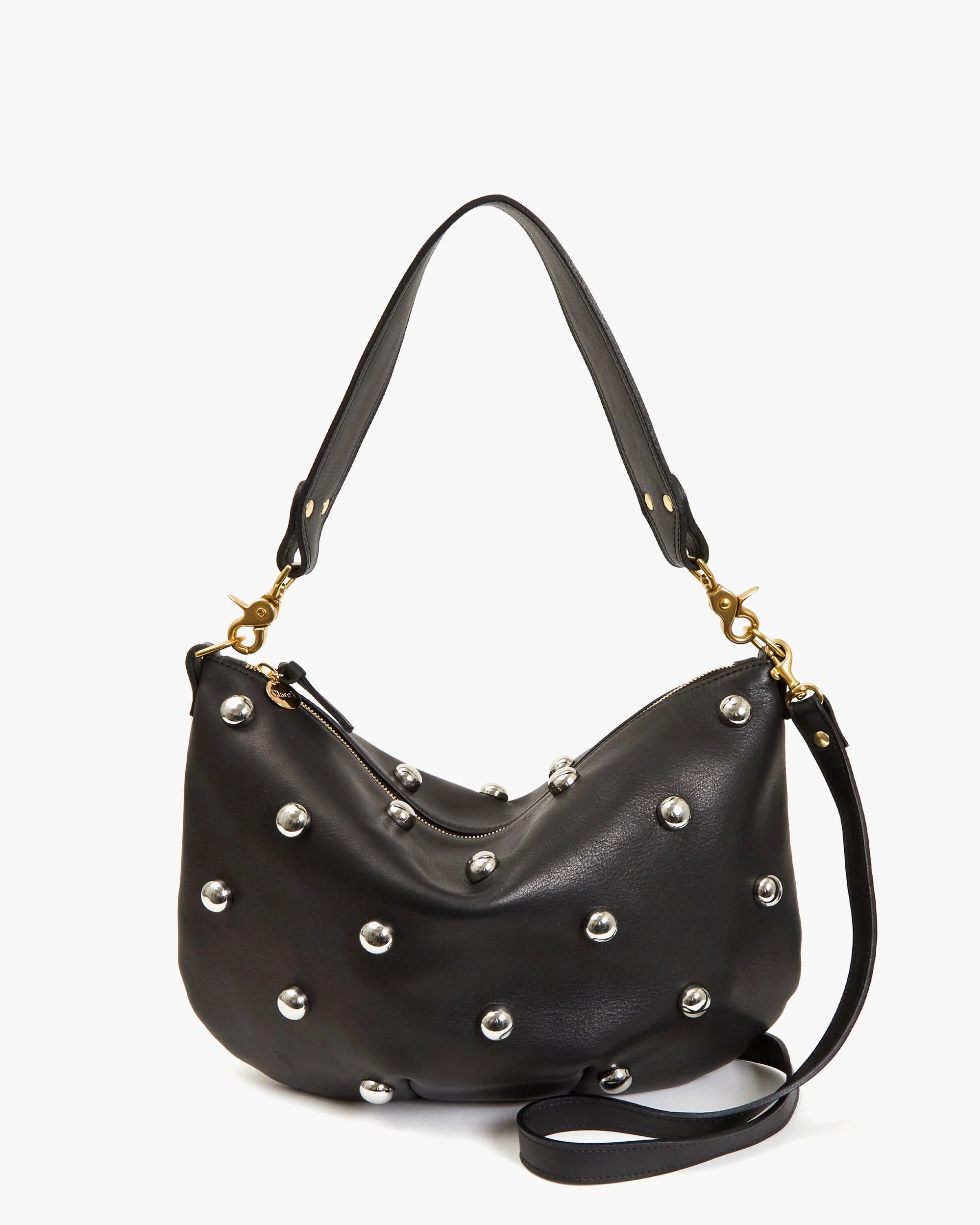 Clare V Moyen Messenger - Naturelle with Studs