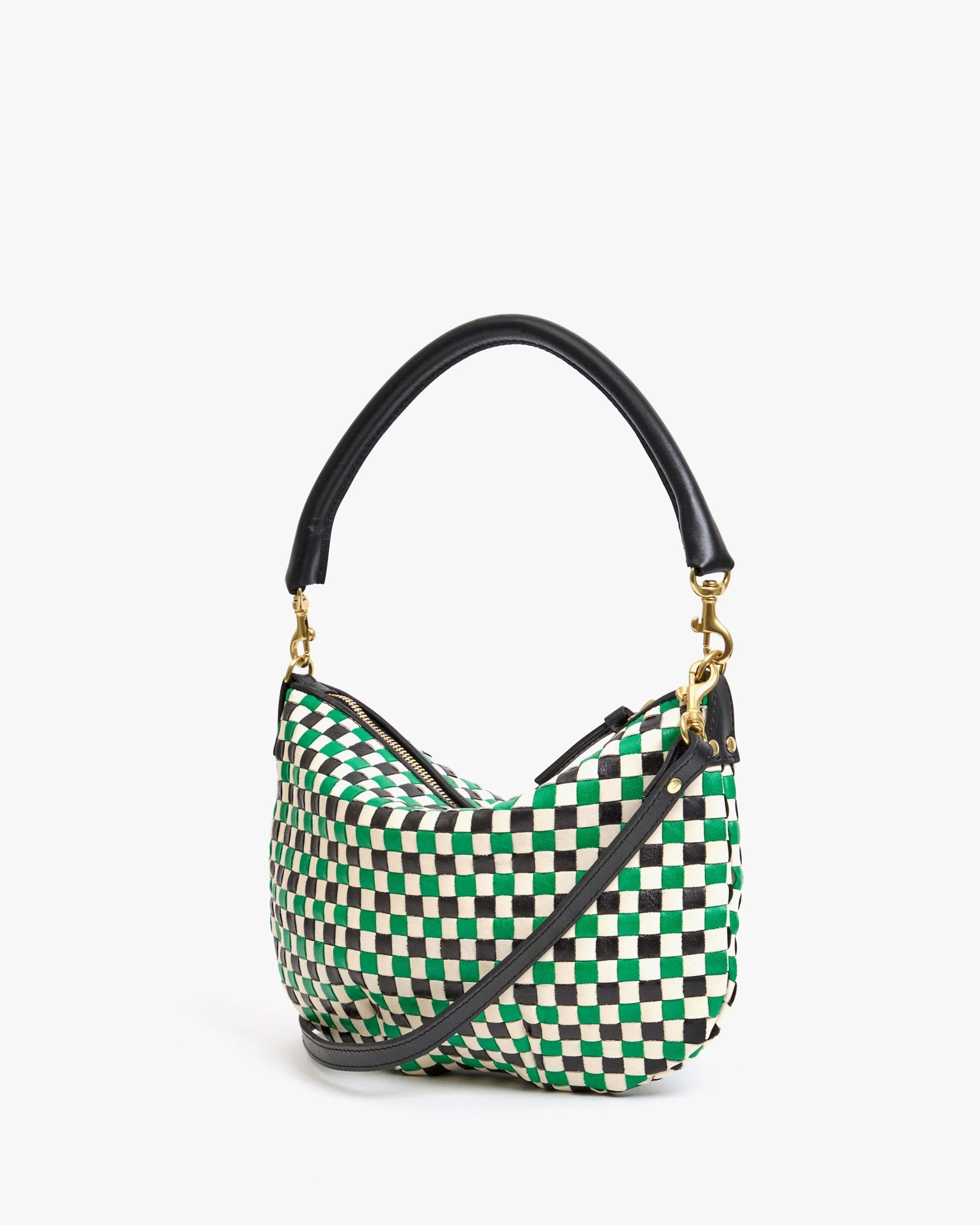 Clare V Petit Moyen Messenger, Woven Checker