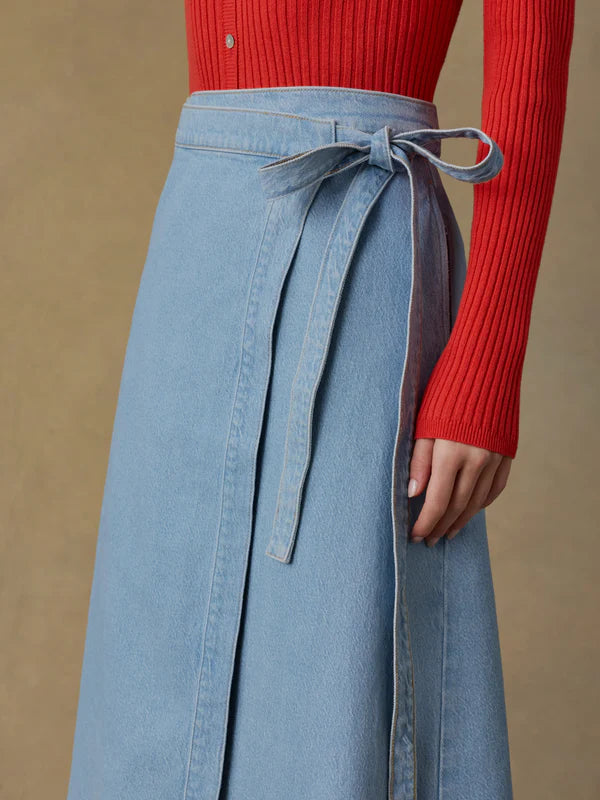 Faherty Solstice Denim Wrap Skirt