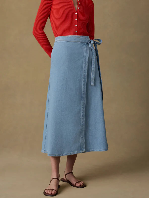 Faherty Solstice Denim Wrap Skirt