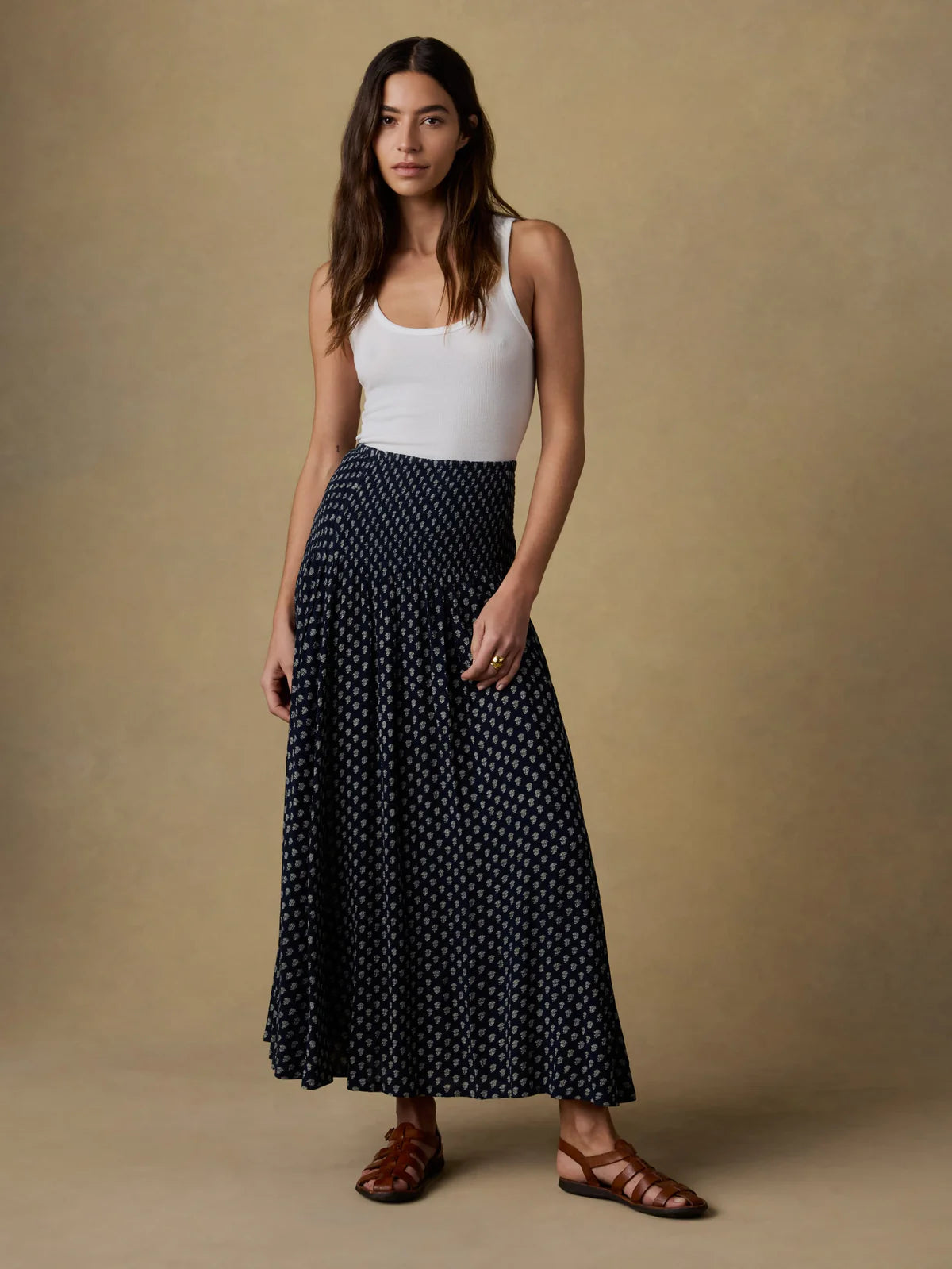 Faherty Sophia Smocked Skirt