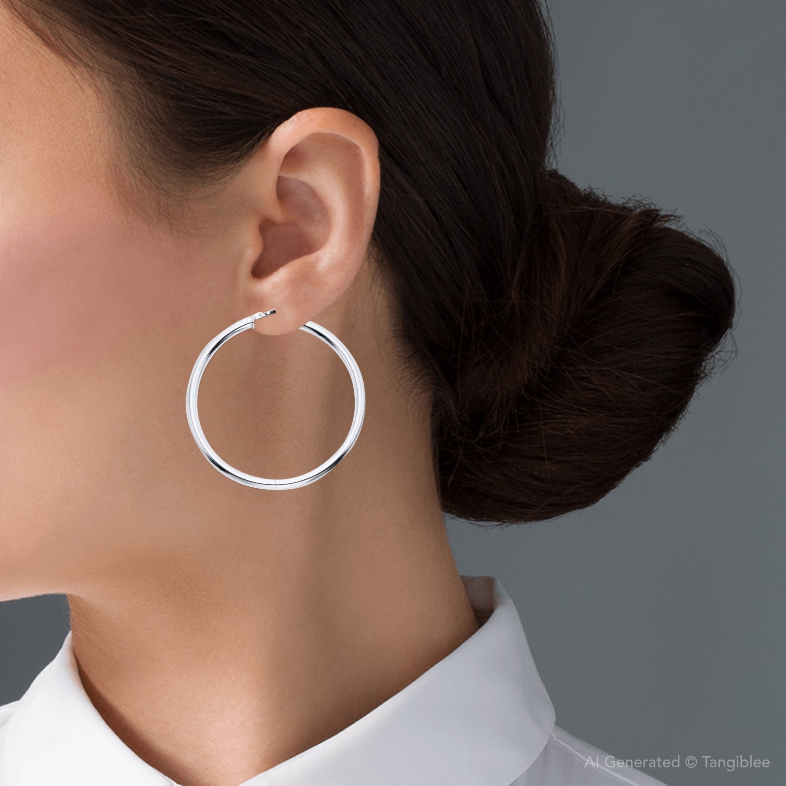 Hoop Earrings, Silver