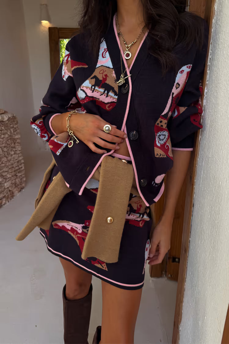 NFD Navy Cowboy Boots Jake Skirt