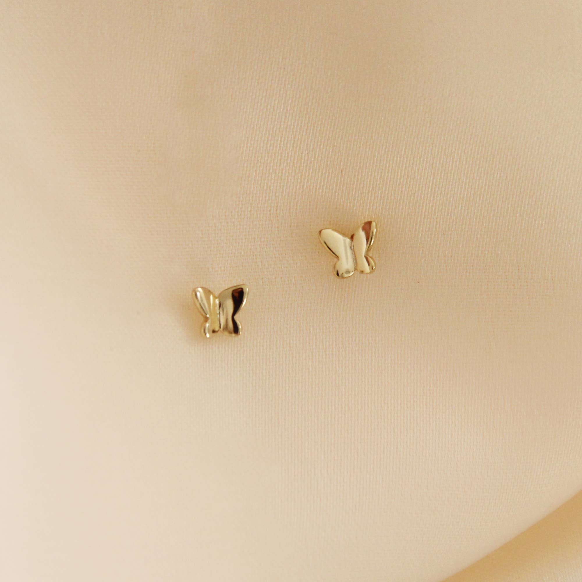 Tiny Butterfly Studs: Gold