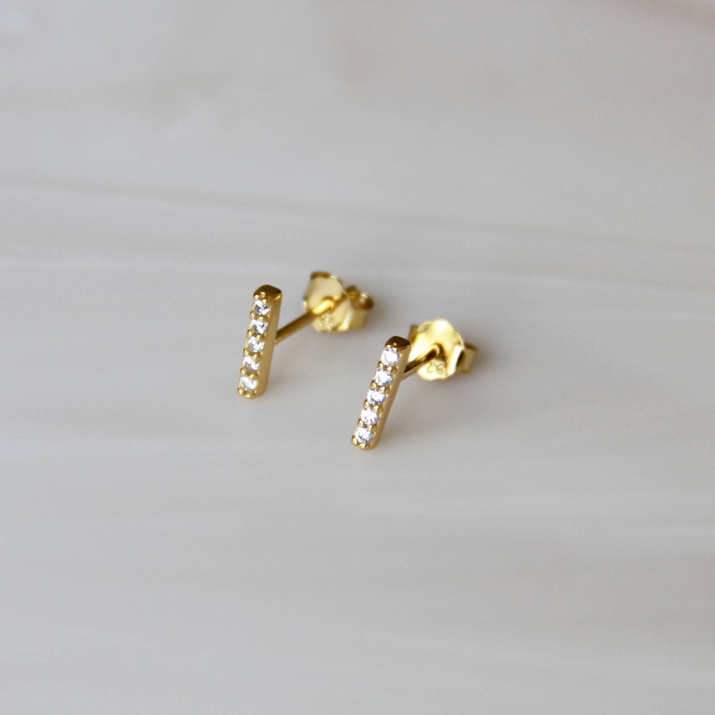 Pave Bar Studs: Gold