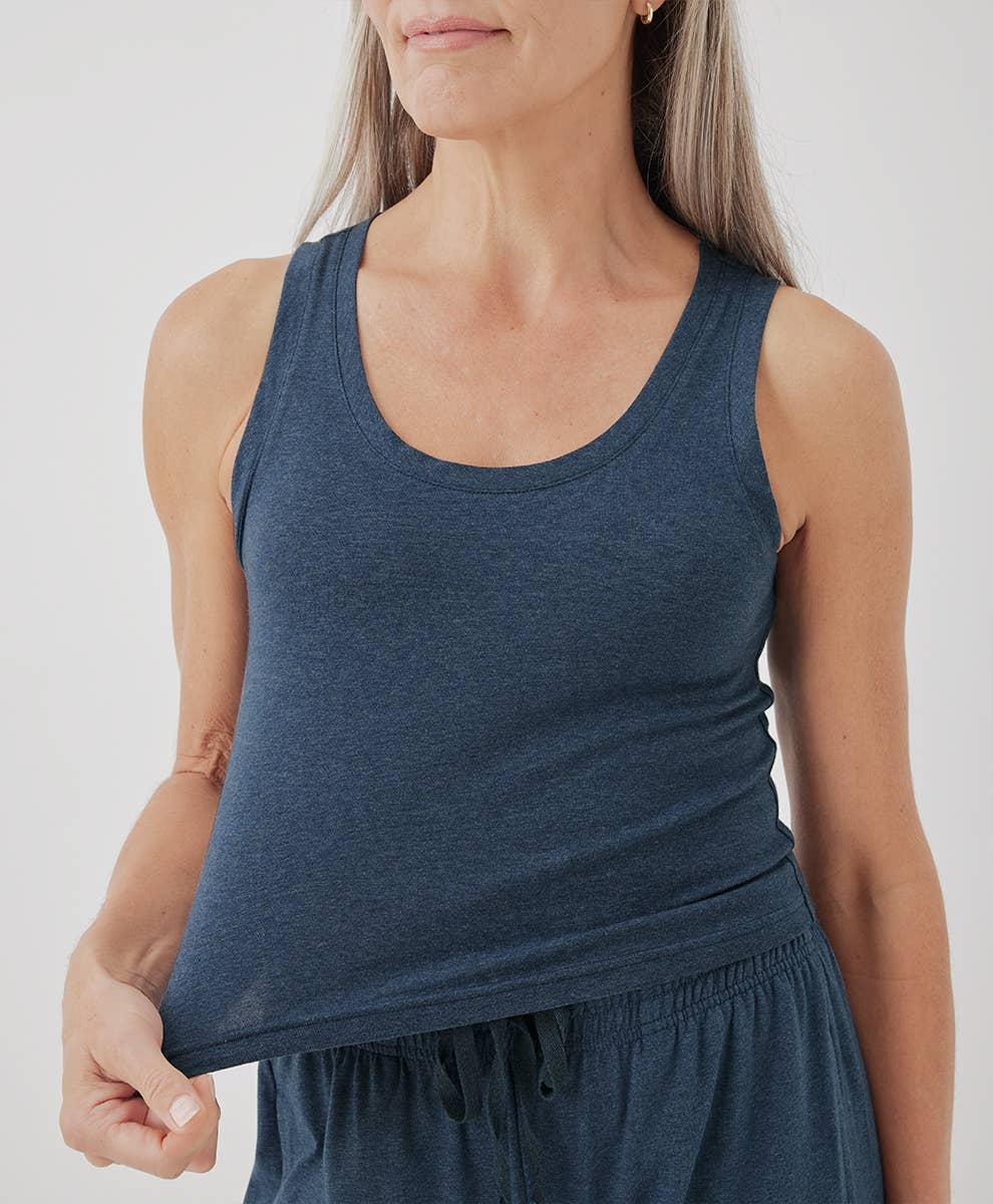Women's Cool Stretch Cropped Lounge Tank: French Navy Heather / Large