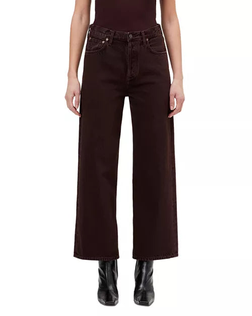 Agolde Ren High Rise Wide Leg Ankle Jeans - Sloe Berry