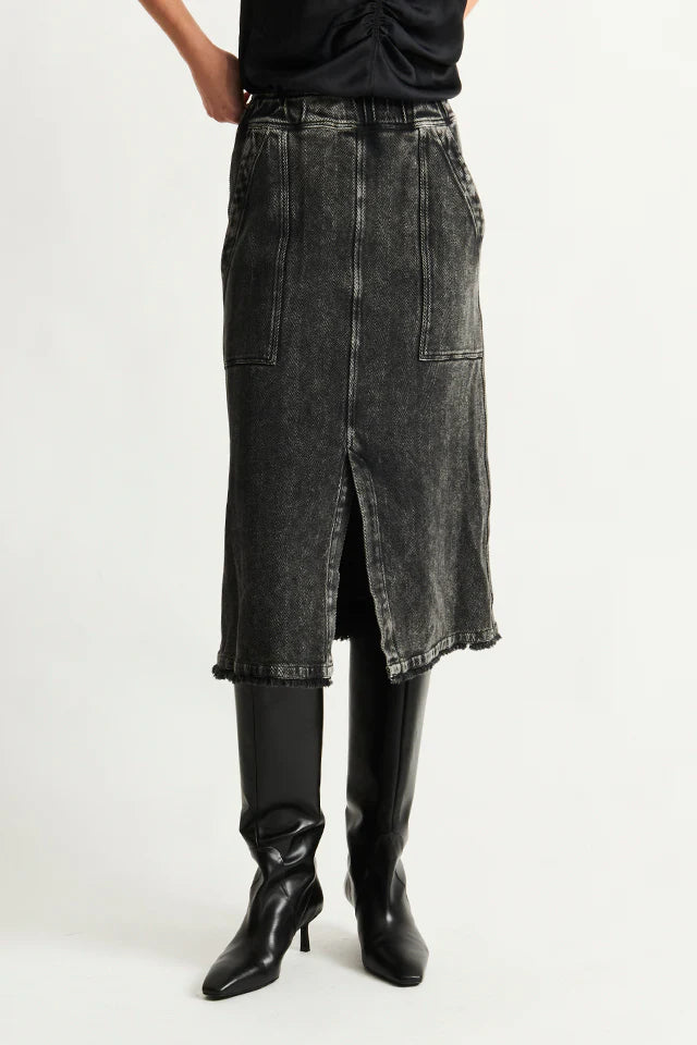 Raquel Allegra Twill Faded Black Work Skirt