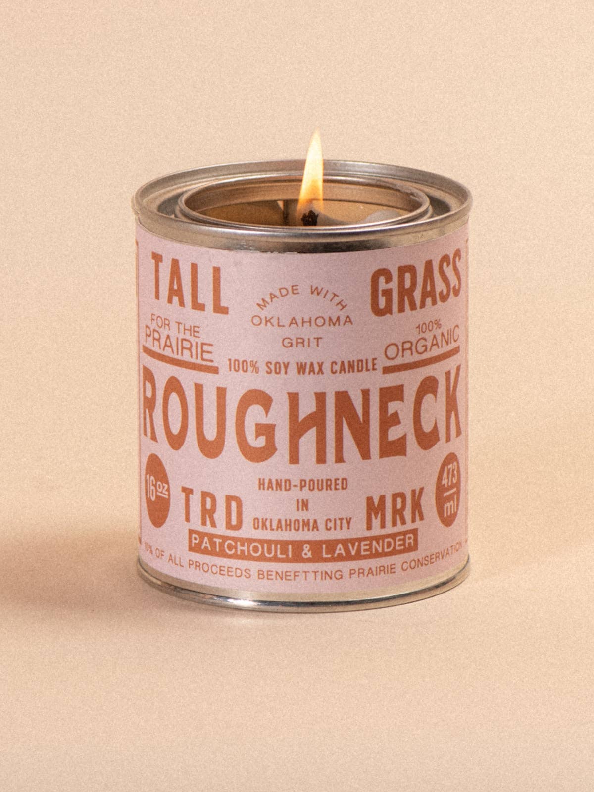 Roughneck: Patchouli + Lavender Soy Wax Candle: 8 oz