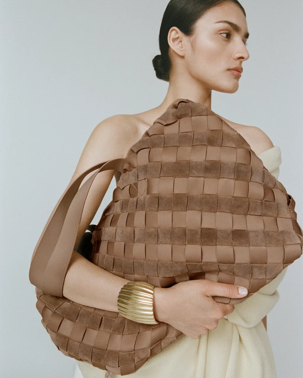 Naghedi Como Shopper Tote Striped Suede