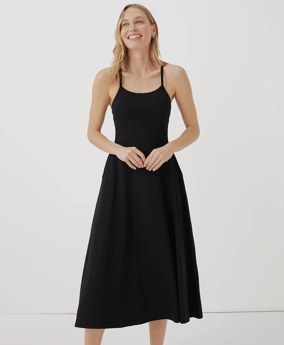 Women’s Fit & Flare Midi Dress: Small / Black