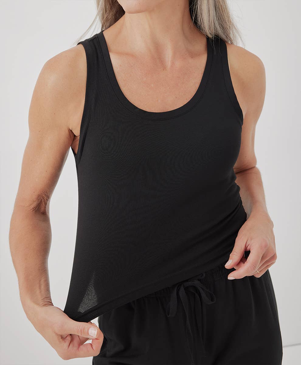 Women’s Cool Stretch Cropped Lounge Tank: Black / Small