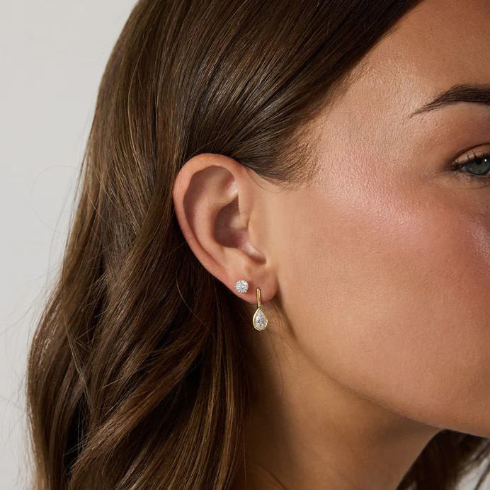 Alexa Leigh Mini Bezel Linea Pear Studs