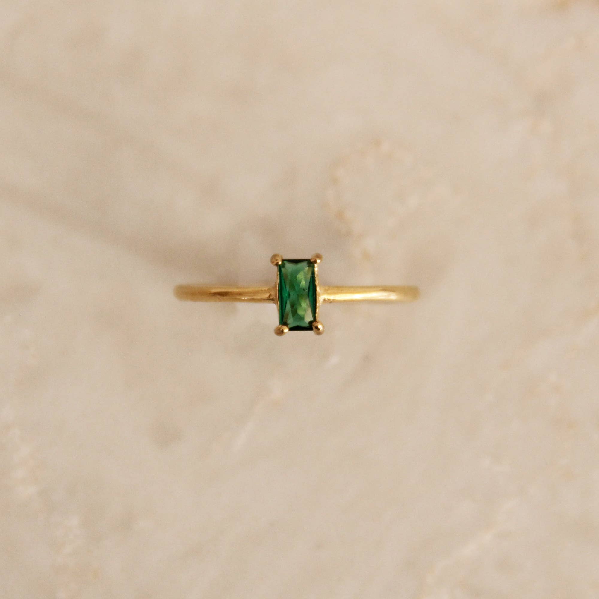 CZ Baguette Ring: 7 / Green