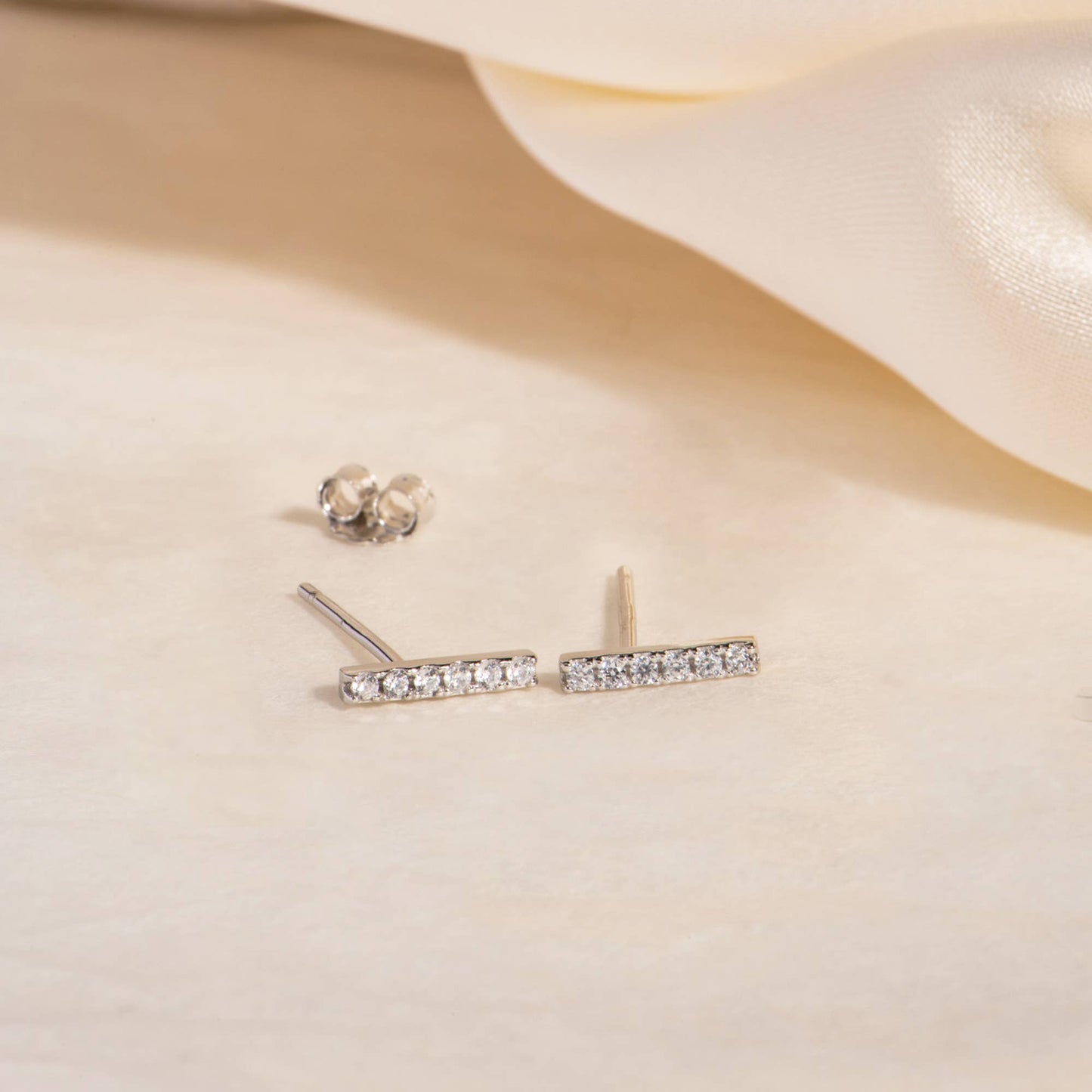 Pave Bar Studs: Gold