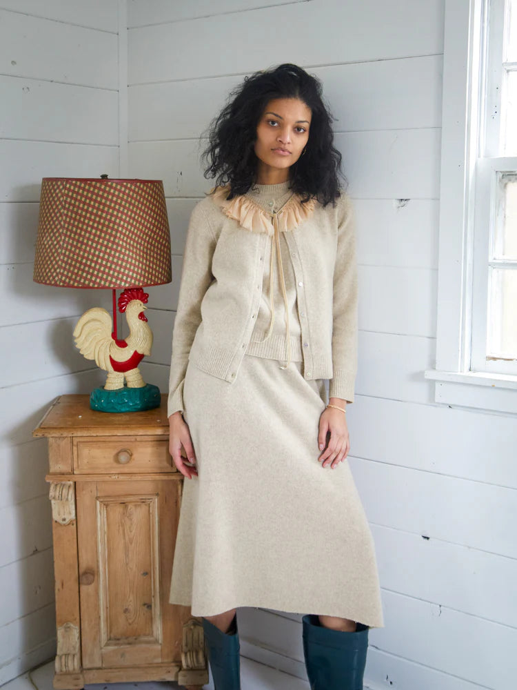 Lingua Franca Brushed Wool A-Line Skirt