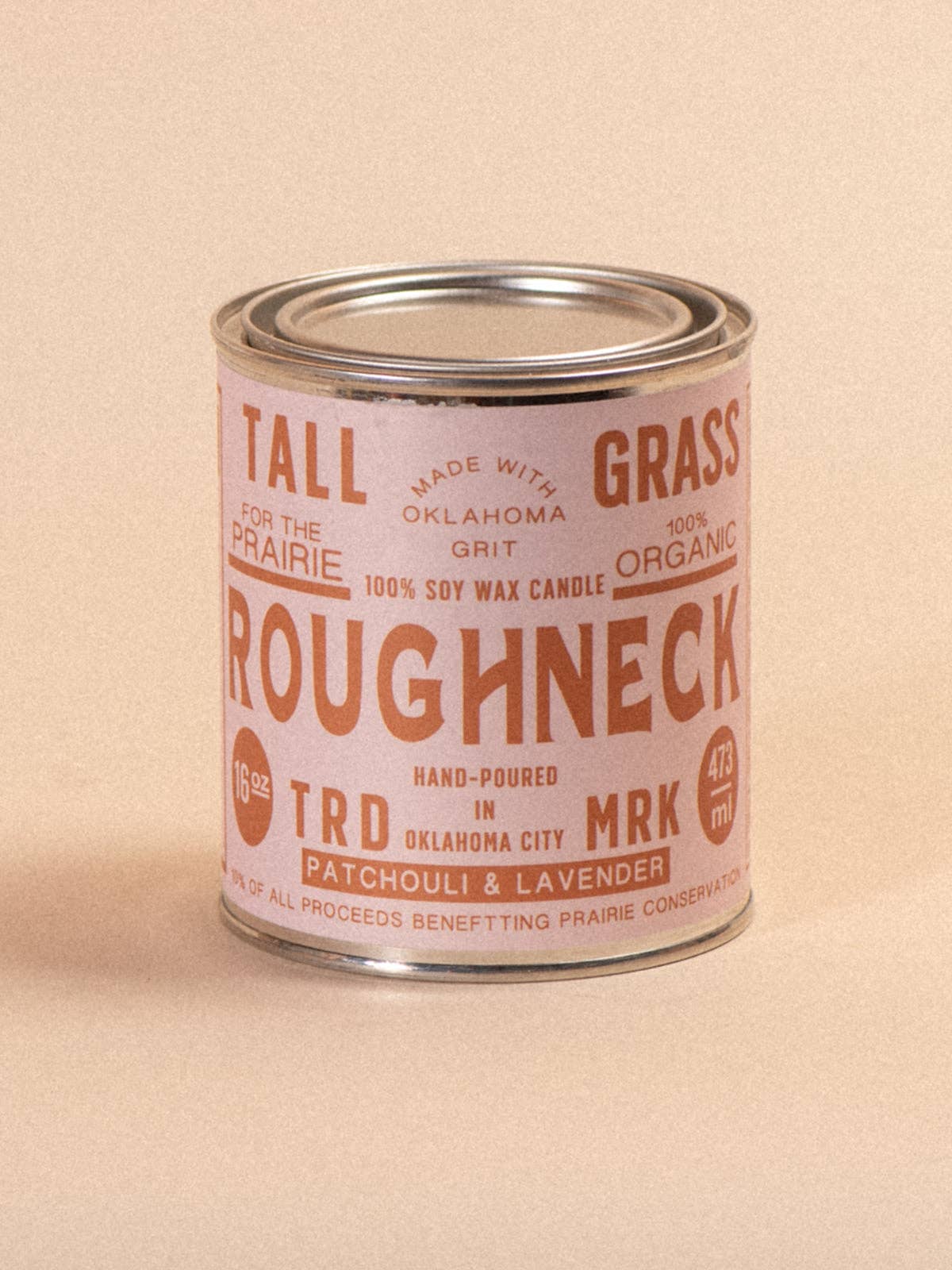 Roughneck: Patchouli + Lavender Soy Wax Candle: 4 oz