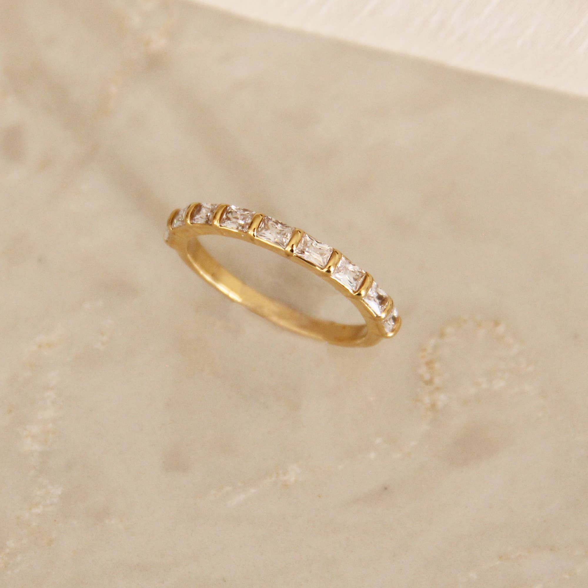 Baguette Semi Eternity Band Ring: Gold