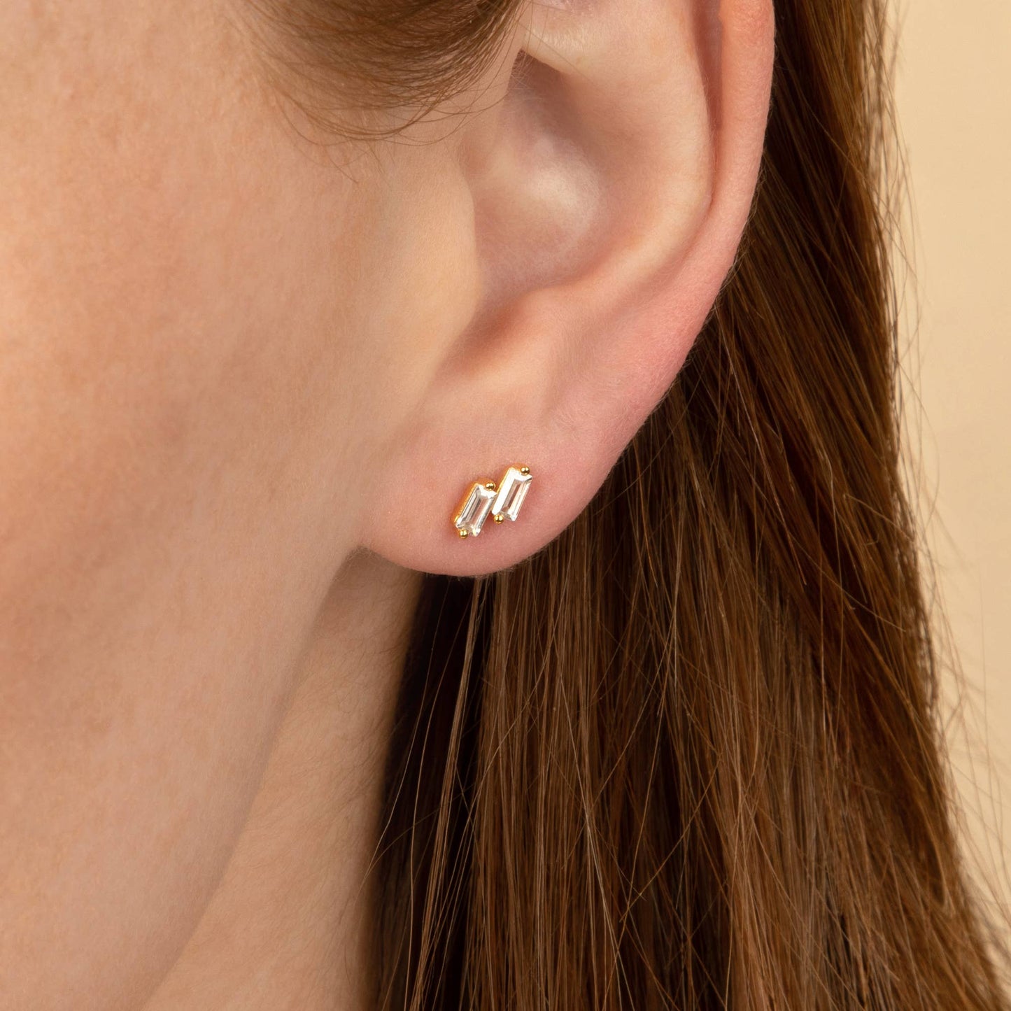 Elia Studs: Gold/Clear