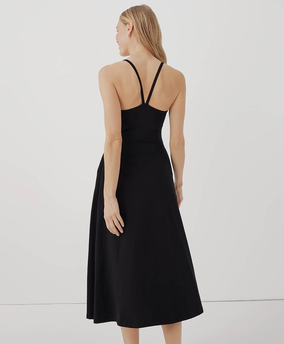 Women’s Fit & Flare Midi Dress: Large / Black