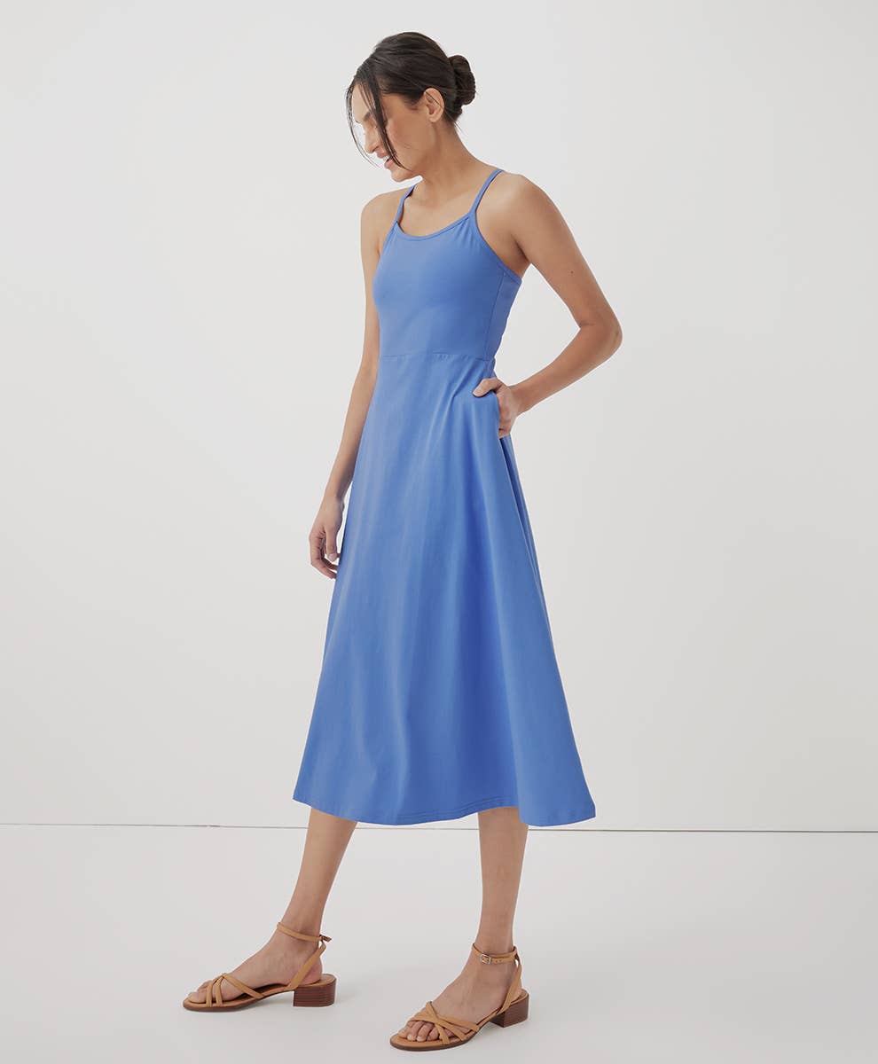 Women's Fit & Flare Midi Dress: Wedgewood / Regular Large